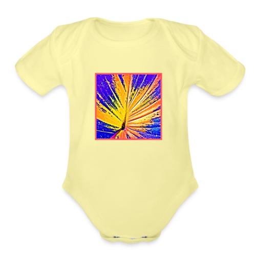 Vibrant Neon Leaf Pattern - Organic Short Sleeve Baby Bodysuit