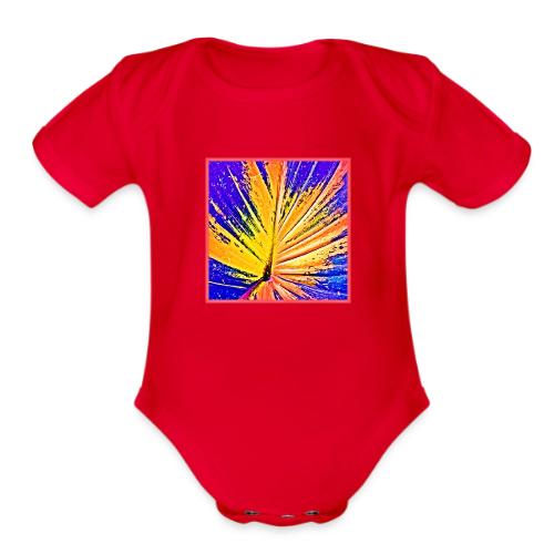 Vibrant Neon Leaf Pattern - Organic Short Sleeve Baby Bodysuit