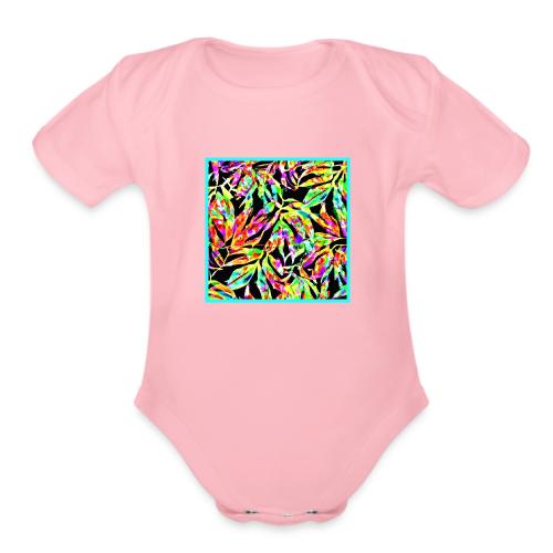 Chic Neon Pattern: Vibrant Bliss - Organic Short Sleeve Baby Bodysuit