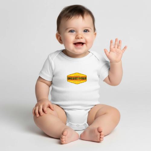 One Sixty Four -- vintage auto inspired yellow - Organic Short Sleeve Baby Bodysuit