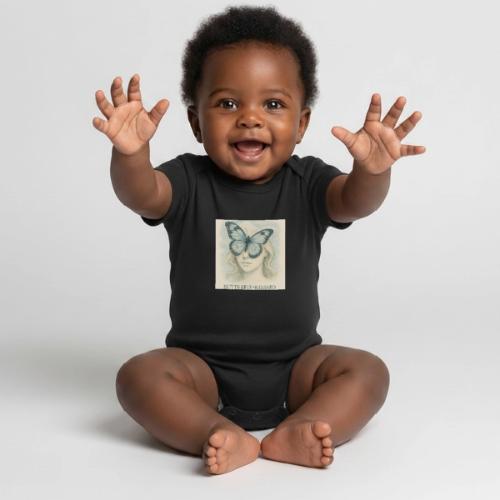 Butterfly kisses Hue - Organic Short Sleeve Baby Bodysuit