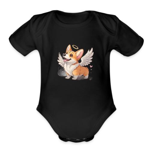 Angel Wings Corgi - Organic Short Sleeve Baby Bodysuit