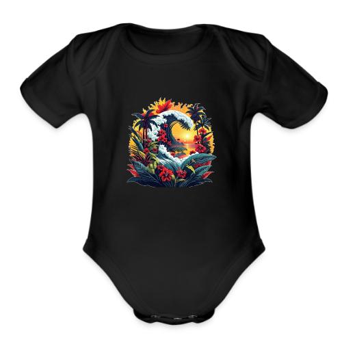 Mountain Wave Garden - Organic Short Sleeve Baby Bodysuit