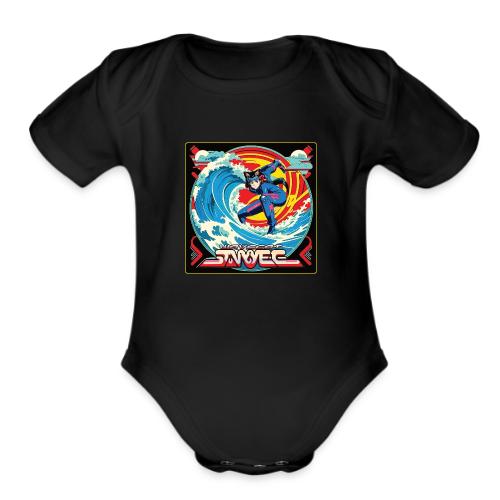 Anime Wavecat Surfer - Organic Short Sleeve Baby Bodysuit
