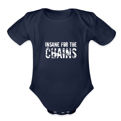 Insane for the Chains White Print - Organic Short Sleeve Baby Bodysuit