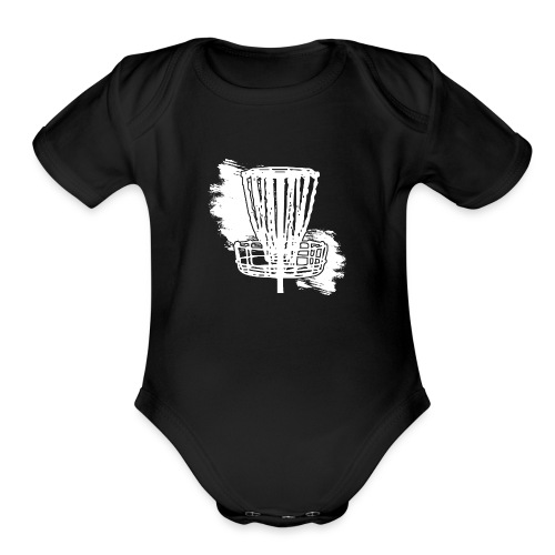 Disc Golf Basket White Print - Organic Short Sleeve Baby Bodysuit