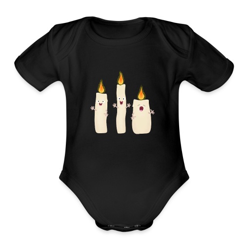 Cute singing candle trio cartoon - Organic Short Sleeve Baby Bodysuit