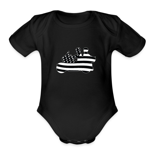 Patriotic American Flag Touring Motorcycle - Organic Short Sleeve Baby Bodysuit
