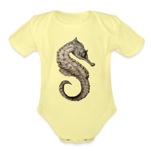 seahorse sea horse - Organic Short Sleeve Baby Bodysuit