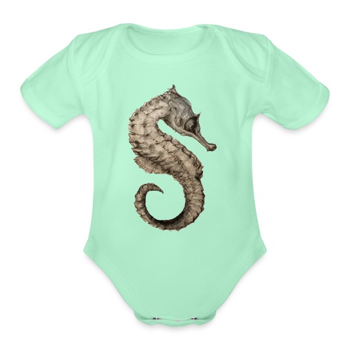 seahorse sea horse - Organic Short Sleeve Baby Bodysuit