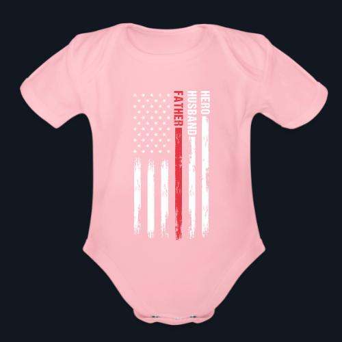 American Best Dad Hero Husband Father - Organic Short Sleeve Baby Bodysuit
