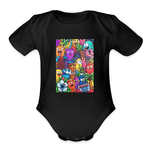 doodle art vexx - Organic Short Sleeve Baby Bodysuit
