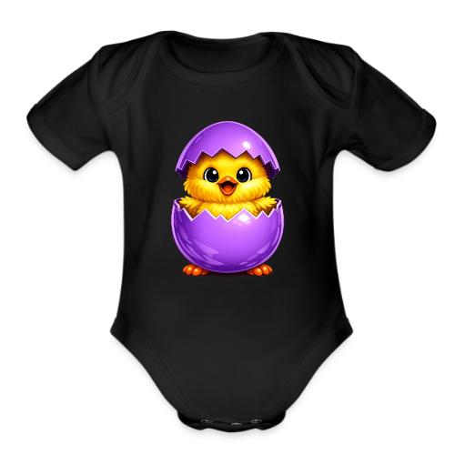 Easter Chick Purple - Organic Short Sleeve Baby Bodysuit