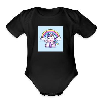 images - Organic Short Sleeve Baby Bodysuit - black - Front