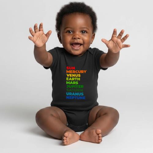 Color the solar system - Organic Short Sleeve Baby Bodysuit