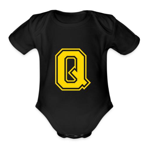 Letter Q – Capital Athletic Alphabet Monogram - Organic Short Sleeve Baby Bodysuit