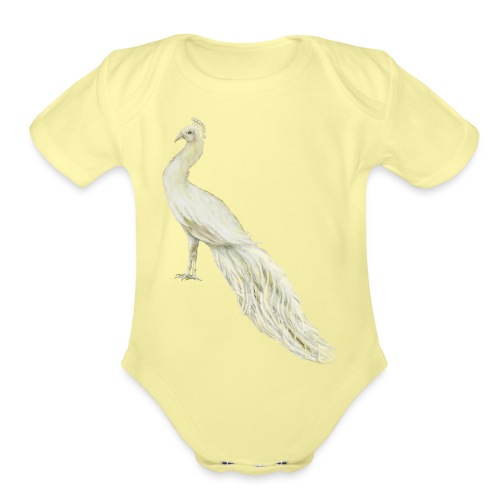 White peacock - Organic Short Sleeve Baby Bodysuit