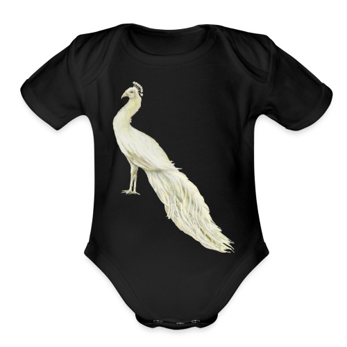 White peacock - Organic Short Sleeve Baby Bodysuit