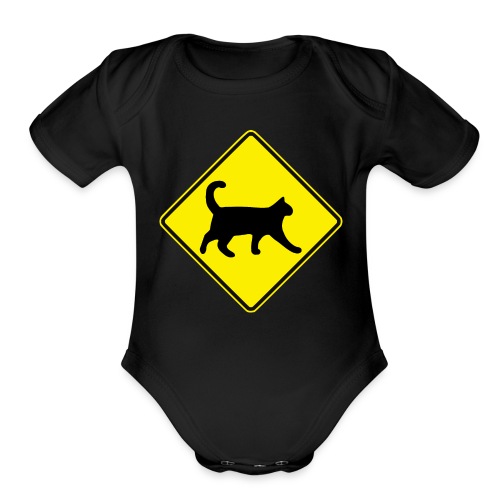 australien road sign cat - Organic Short Sleeve Baby Bodysuit
