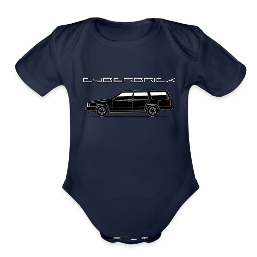 Cyberbrick Future Electric Wagon Black Outlines - Organic Short Sleeve Baby Bodysuit