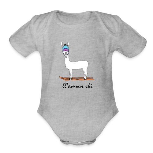 Skiin' llama - Organic Short Sleeve Baby Bodysuit