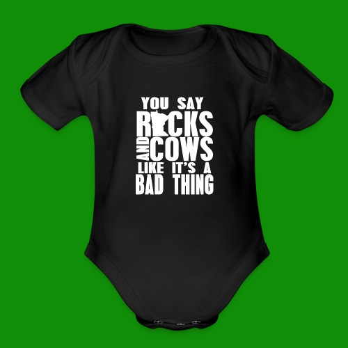 Rocks & Cows - Bad Thing - Organic Short Sleeve Baby Bodysuit
