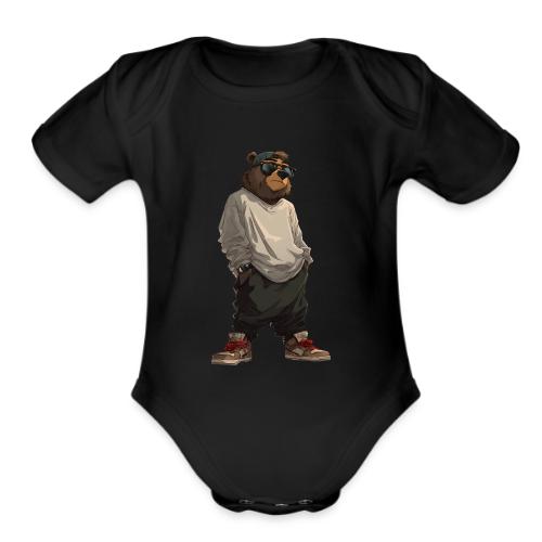 Urban Streetwear Bear Cool Apparel Design - Organic Short Sleeve Baby Bodysuit
