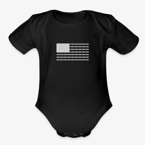 Bicycle Chain American Flag - Organic Short Sleeve Baby Bodysuit