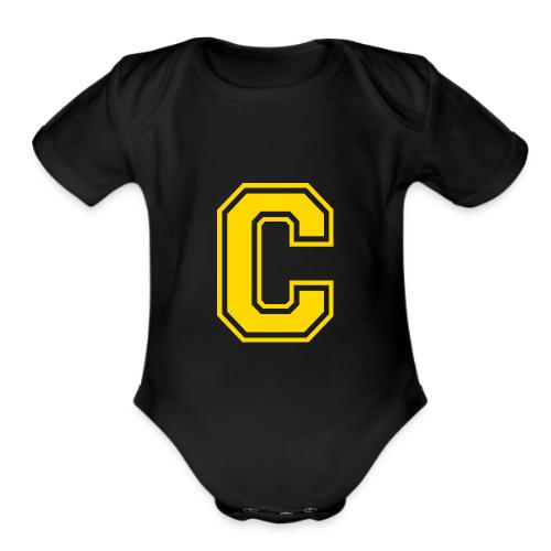 Letter C – Capital Athletic Alphabet Monogram - Organic Short Sleeve Baby Bodysuit