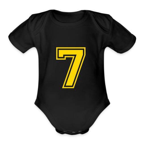 Number 7 in a classic athletic collegiate font - Organic Short Sleeve Baby Bodysuit