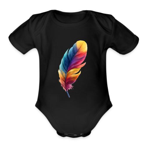 Rainbow Flight Feather - Organic Short Sleeve Baby Bodysuit