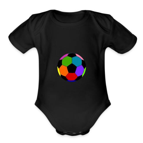 Multi-colored soccer ball - Organic Short Sleeve Baby Bodysuit