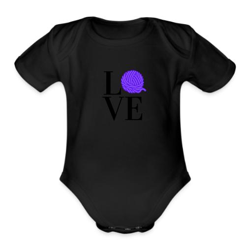 Love Yarn Purple - Organic Short Sleeve Baby Bodysuit