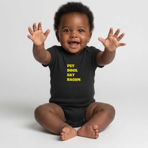 Pet Dogs. Eat Bacon. - Organic Short Sleeve Baby Bodysuit