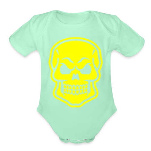 Skull vector yellow - Organic Short Sleeve Baby Bodysuit