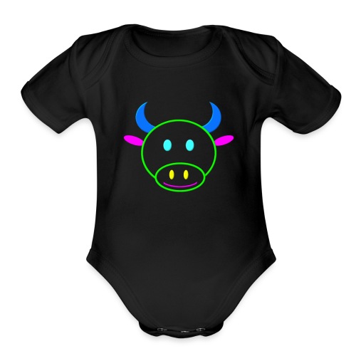 Coloured cow - Organic Short Sleeve Baby Bodysuit
