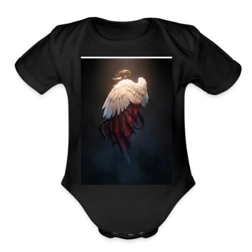 Angel vs Demon Wings Dark Aesthetic Gothic T-Shirt - Organic Short Sleeve Baby Bodysuit