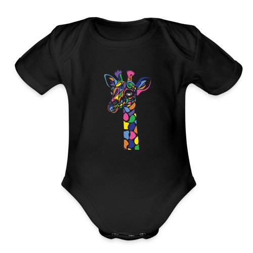 Art Deco giraffe - Organic Short Sleeve Baby Bodysuit
