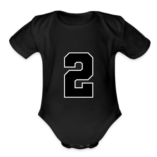 Varsity Number 2 Sports Design - Organic Short Sleeve Baby Bodysuit