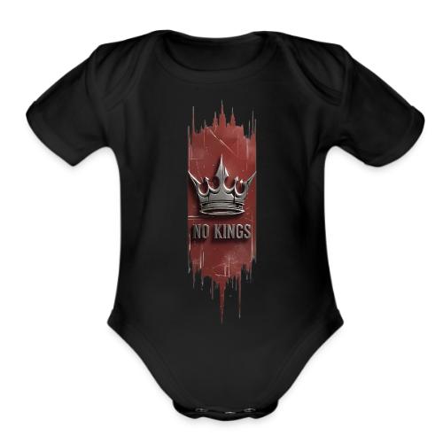 NO KINGS - Distressed Anarchy Crown - Organic Short Sleeve Baby Bodysuit