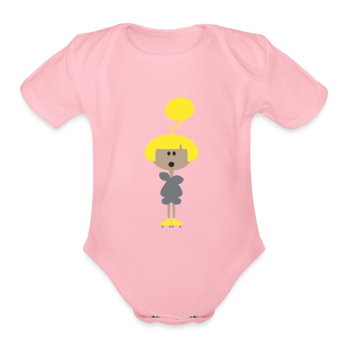 Pom Pom Girl Rollerskating - Organic Short Sleeve Baby Bodysuit
