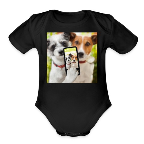 Dogs & Phone - Organic Short Sleeve Baby Bodysuit