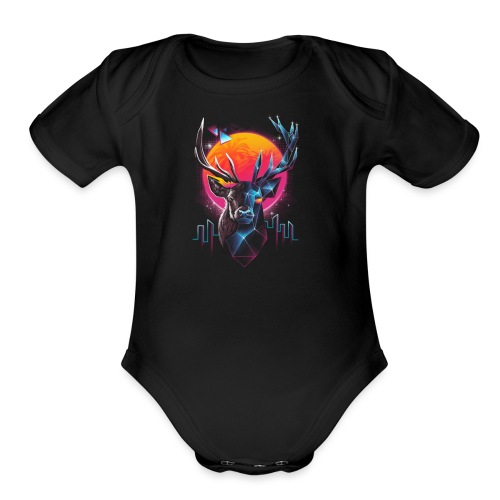 Rad Stag, Neon infused stag - Organic Short Sleeve Baby Bodysuit