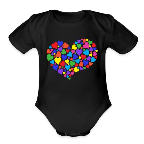 Diversity Hearts Rainbow Heart Love Peace Family - Organic Short Sleeve Baby Bodysuit