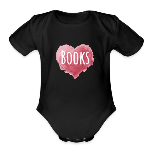 Books Heart Pink, Book Lovers Gift, Bookworms - Organic Short Sleeve Baby Bodysuit