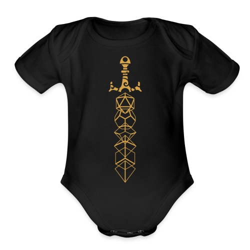 Gold Polyhedral Dice Sword - Organic Short Sleeve Baby Bodysuit
