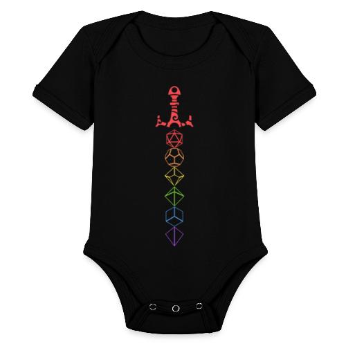 Rainbow Polyherdal Dice Sword Version 1 - Organic Short Sleeve Baby Bodysuit