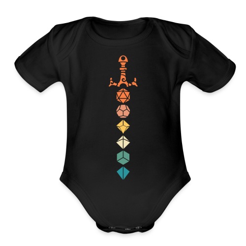 Retro Polyhedral Dice Sword - Organic Short Sleeve Baby Bodysuit