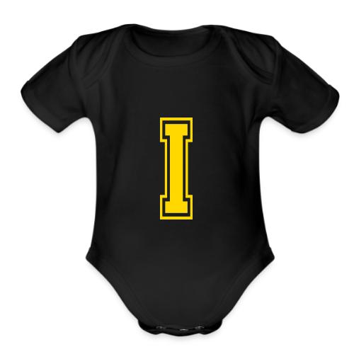 Letter I – Capital Athletic Alphabet Monogram - Organic Short Sleeve Baby Bodysuit