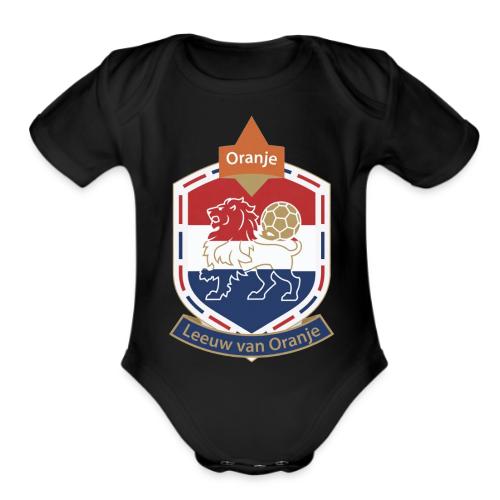 Netherlands Lion Crest T-Shirt, Dutch Badge Gift - Organic Short Sleeve Baby Bodysuit